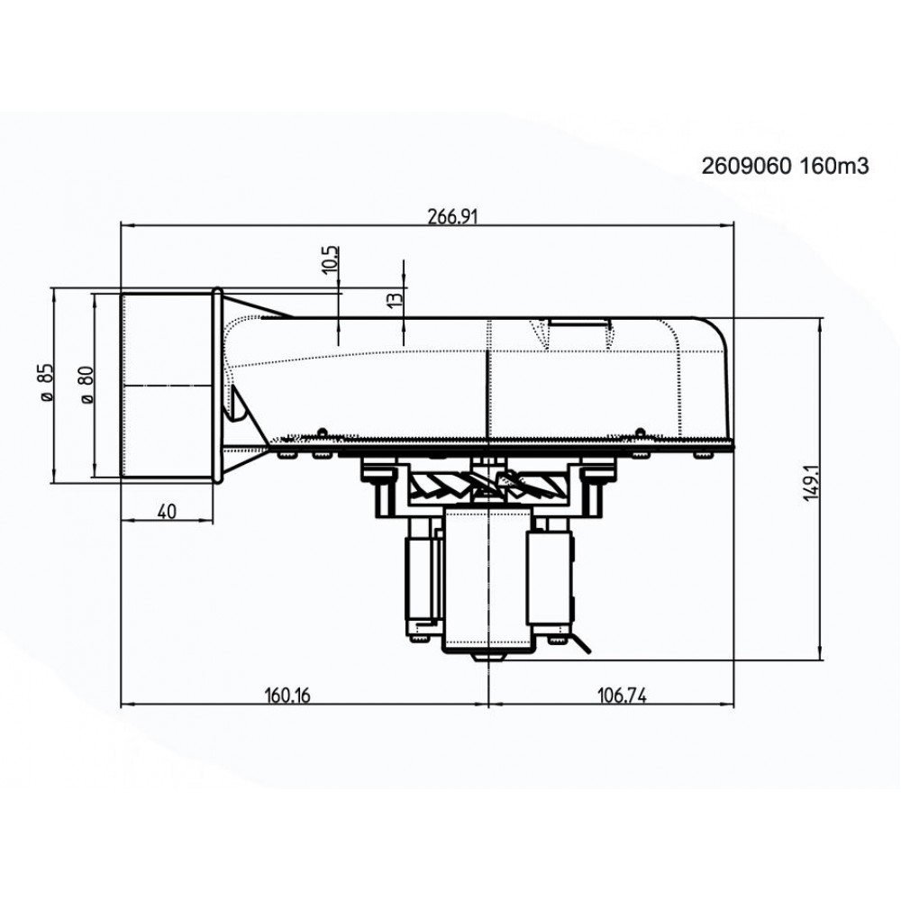 Smoke extractor fan 162m³/h 57W 310Pa | Fans and Blowers | Pellet Stove Parts |