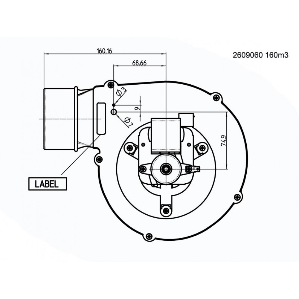 Smoke extractor fan 162m³/h 57W 310Pa | Fans and Blowers | Pellet Stove Parts |