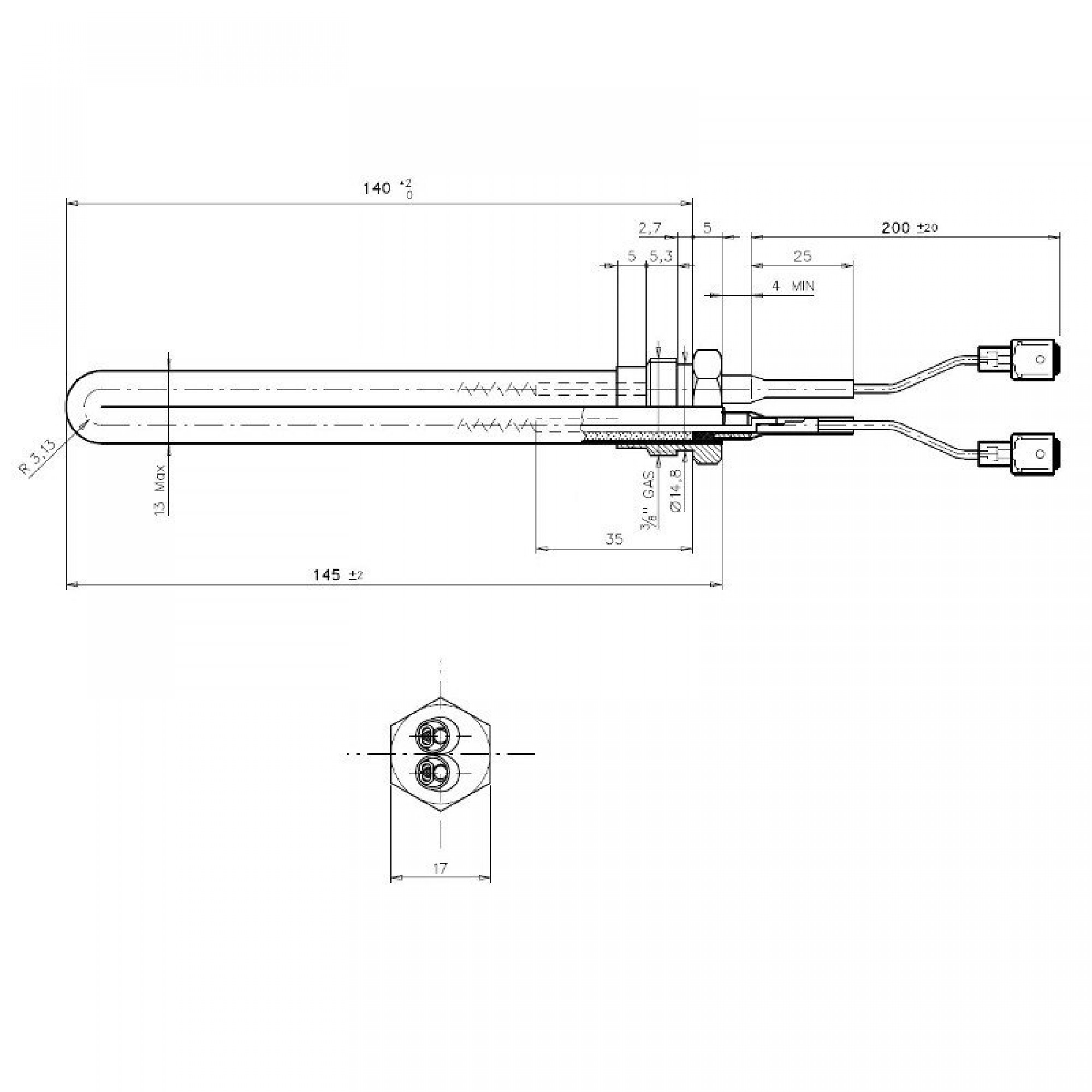 Igniter Element Igniter / Heating element for pellet stoves Palladio and others, total ...