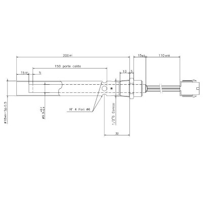 Heating element for pellet burners Ferroli and others, total length 190mm, 350W - Ferroli