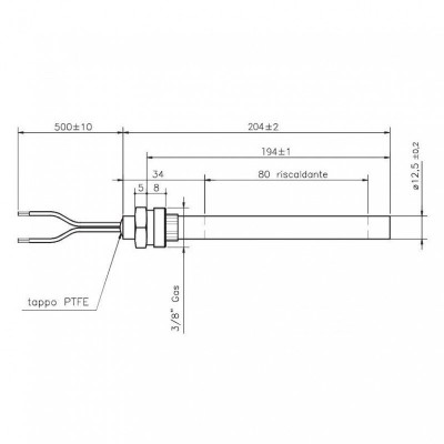 Igniter / Heating element for pellet stoves, total length 204mm, 420W - Igniters / Resistors for Pellet Stoves