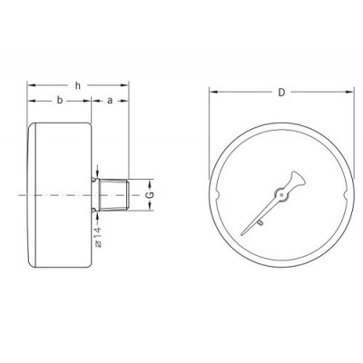 Axial manometer Cewal, Rear connection - Plumbing