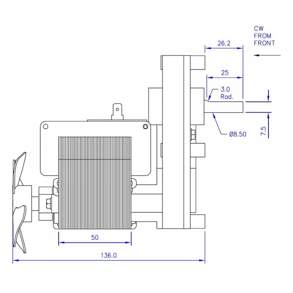 Gear motor Mellor FB1304, 8RPM | Gear Motors | Pellet Stove Parts |