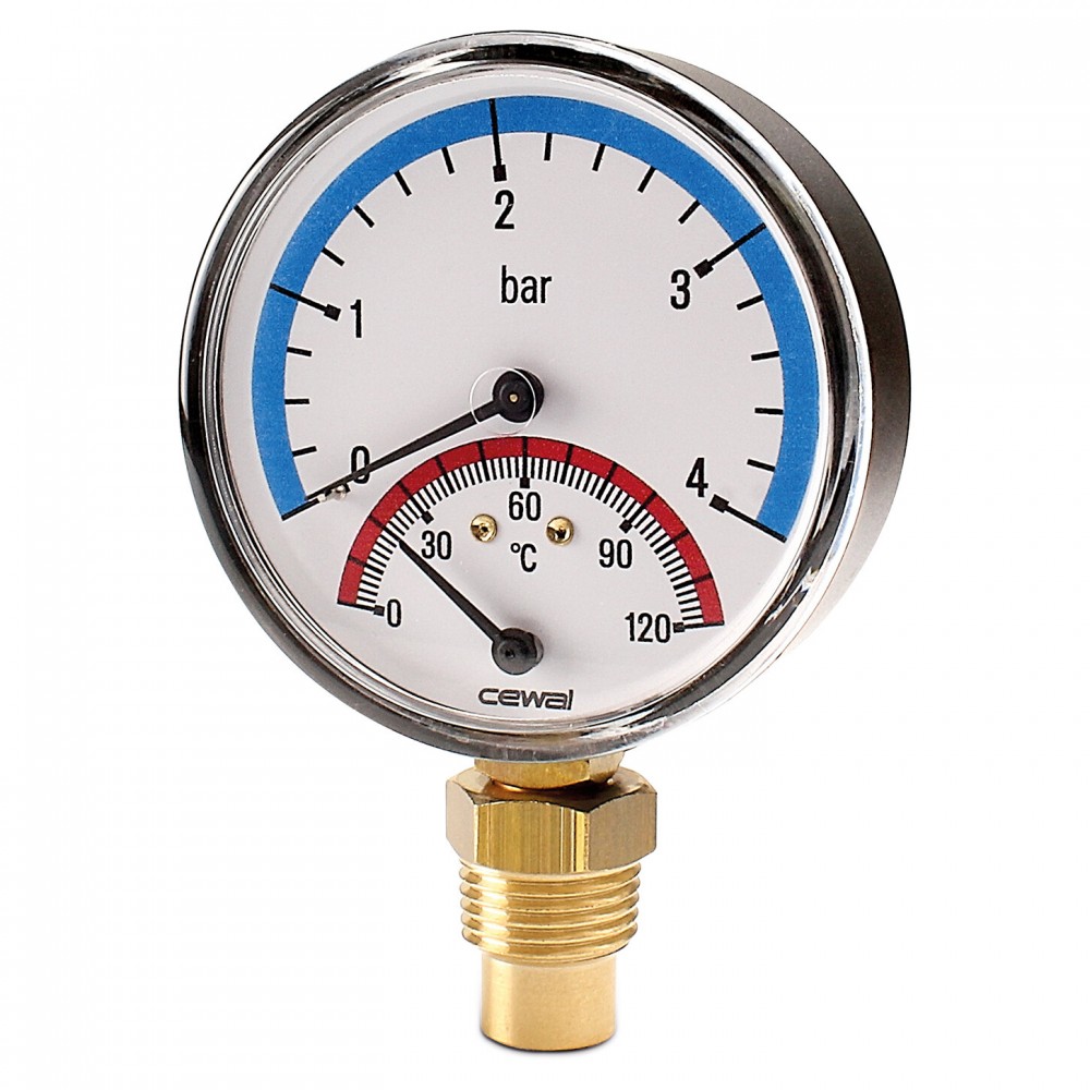 Axial thermomanometer Cewal, Bottom connection | Thermometers/Manometers | Control Devices |