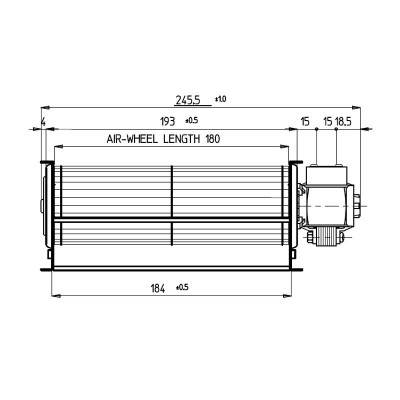 Tangential fan with Ø60 mm, Flow 127 m³/h - Pellet Stove Parts