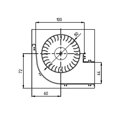 Tangential fan with Fergas for pellet stoves Ø80 mm, Flow 251-302 m³/h - Fergas