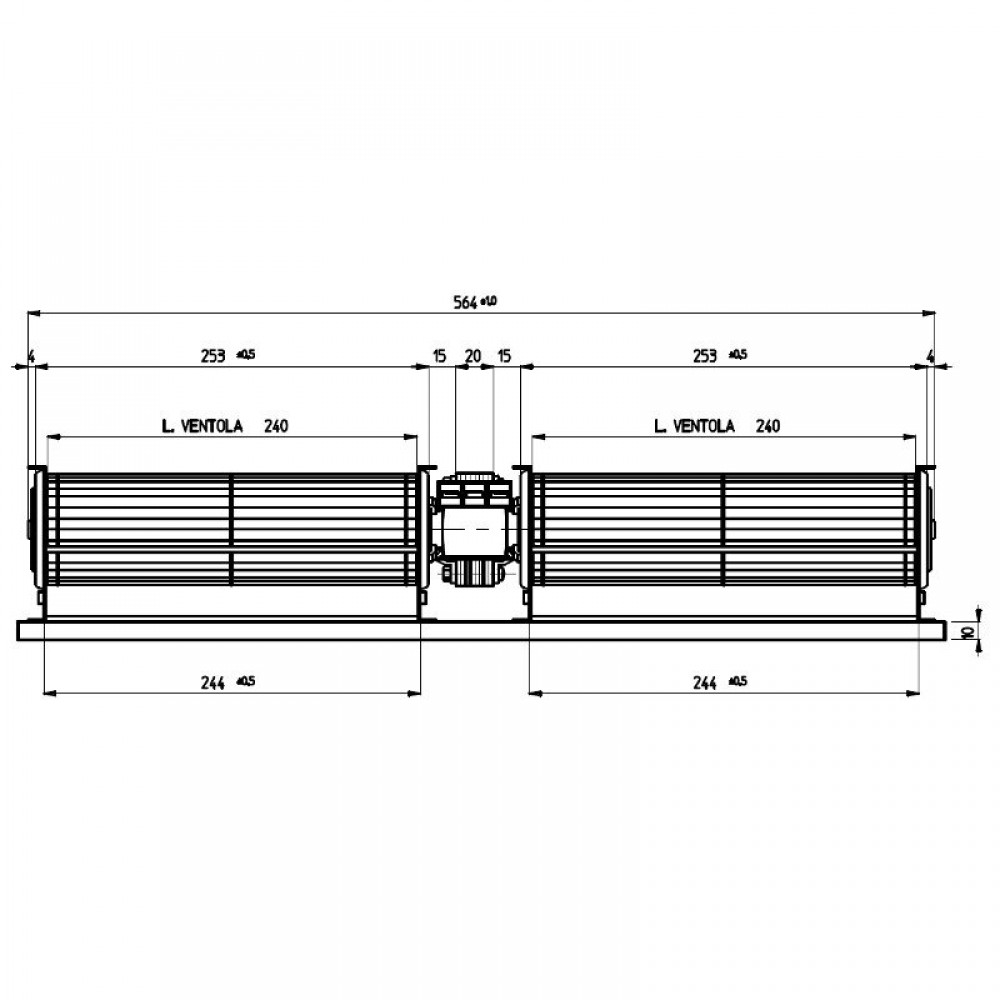 Double cross-flow fan with Ø60 mm, flow 168 m³/h | Fans and Blowers | Pellet Stove Parts |