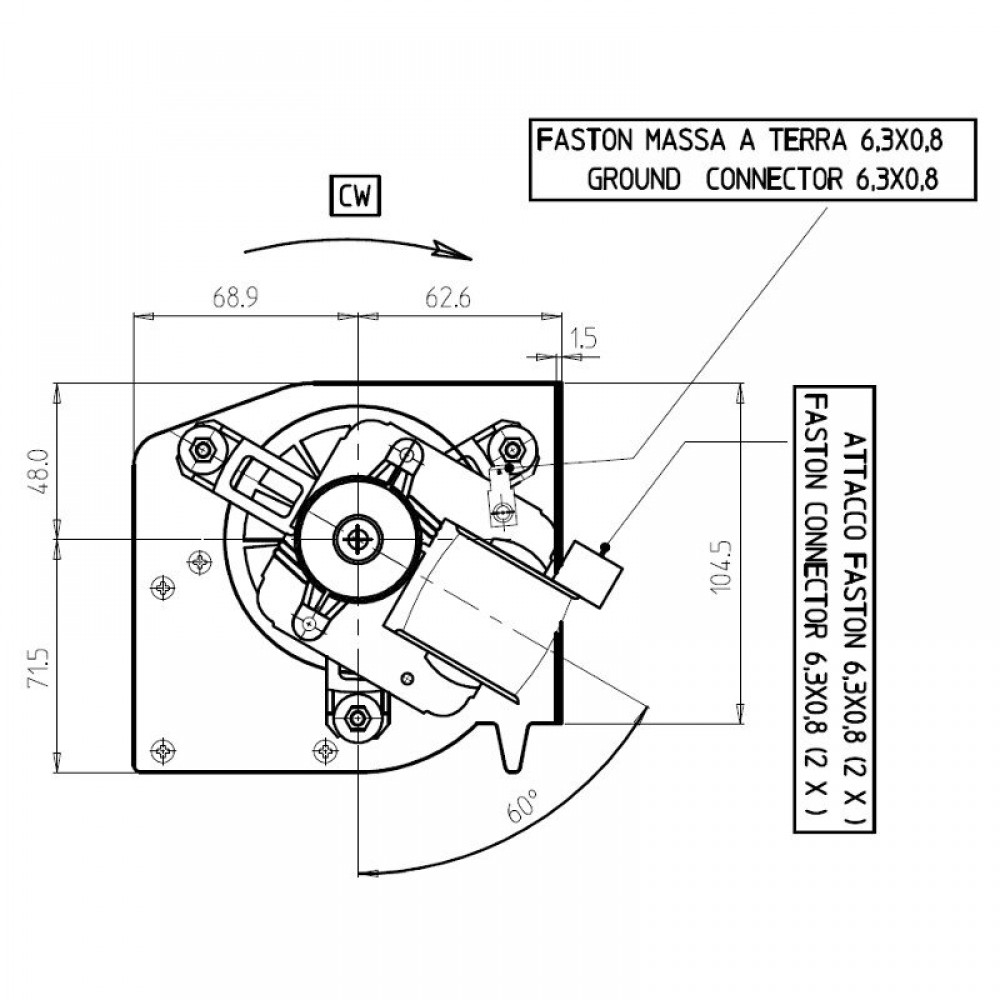 Double cross-flow fan for pellet stoves Edilkamin with Ø80 mm, flow 660 m³/h | Fans and Blowers | Pellet Stove Parts |