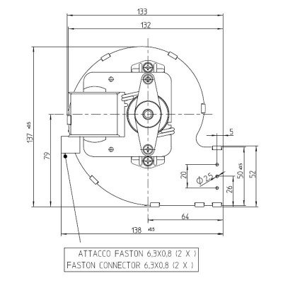 Centrifugal fan Fergas for pellet stoves, flow 258 m³/h - Spare Parts