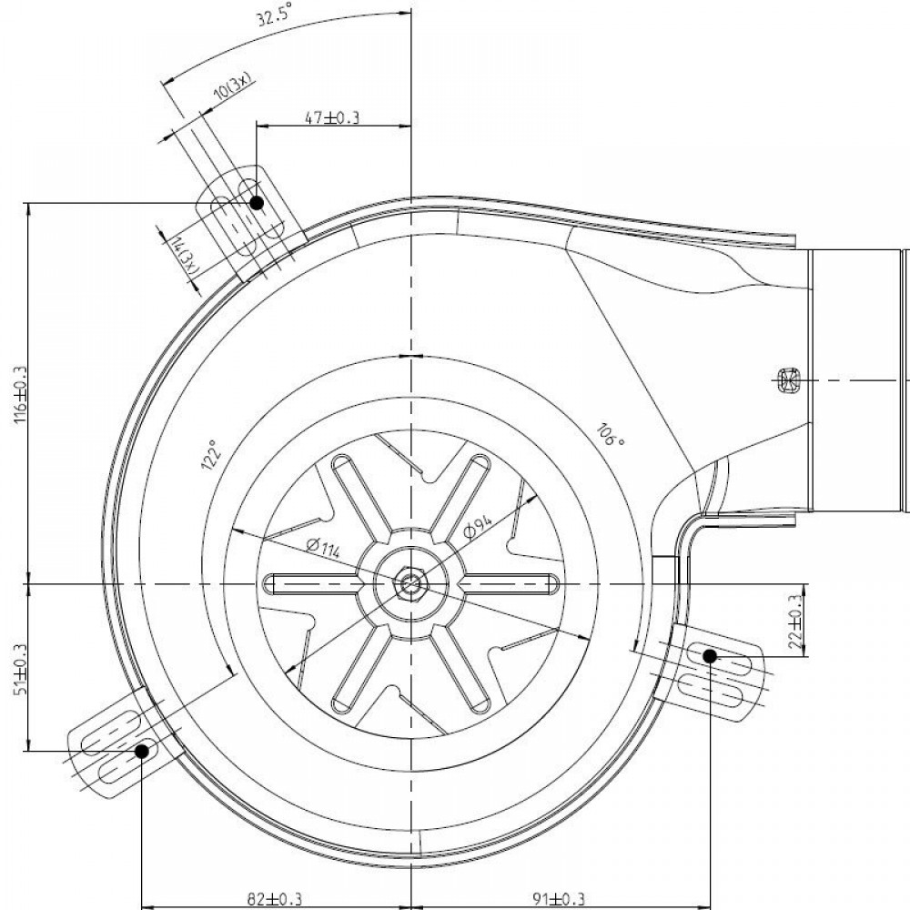 Smoke extractor EBM for pellet stoves Elite, Equation, Ferroli, Karmek One and others, Maximum airflow 165 m³/h | Fans and Blowers | Pellet Stove Parts |