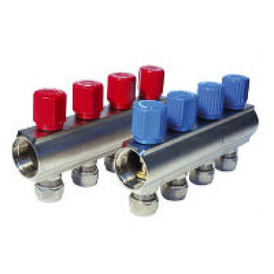 Central heating manifold with valves and adapters, Size 1" x 16mm - Plumbing