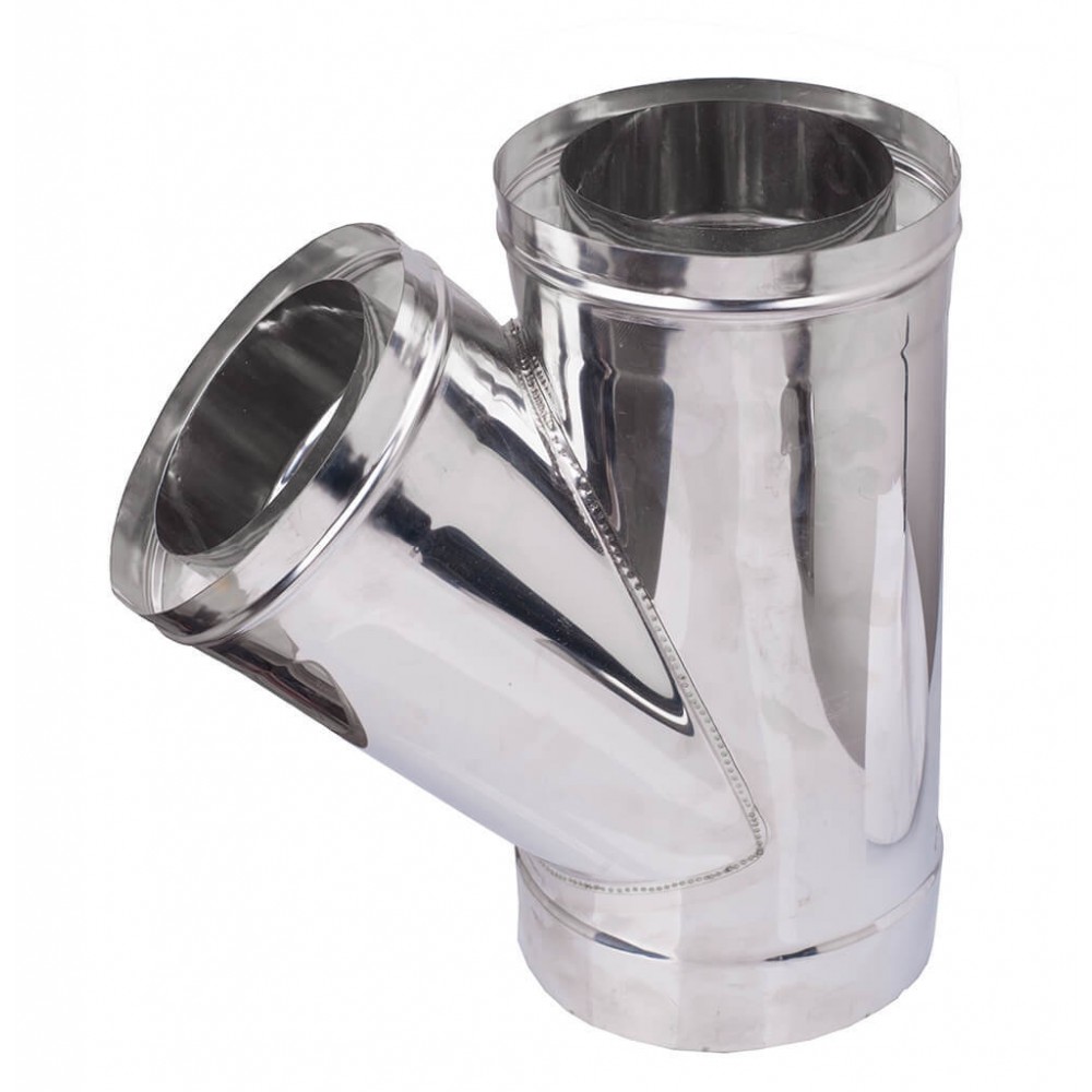 Chimney twin wall 135° tee with cap, Insulation, Stainless steel AISI 304, Ф130-180 | Twin Wall Flue | Chimney |