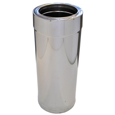 Twin wall flue pipe, Stainless steel AISI 304, Straight, Insulated, 1m, Ф150-200 - Spiroduct