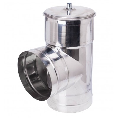 Chimney tee with cap 90°, Stainless steel AISI 304, Ф80-Ф350 - Flue