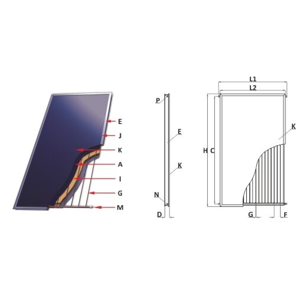 Flat plate solar collector Sunsystem, Model Select New Line, 2,7m² | Solar Hot Water Collectors | Solar DHW |