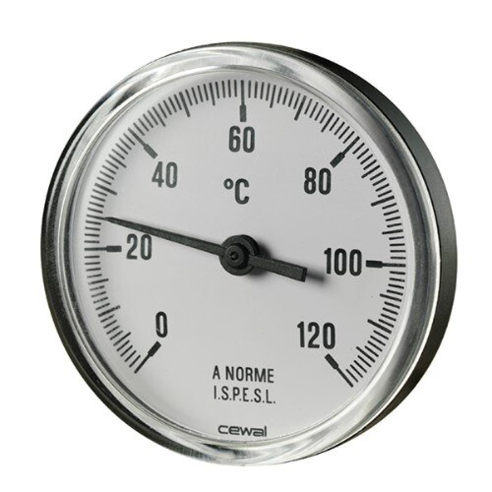 Bimetallic thermoplastic thermometer Cewal, Rear stem 50mm x 1/2'' | Thermometers/Manometers | Control Devices |