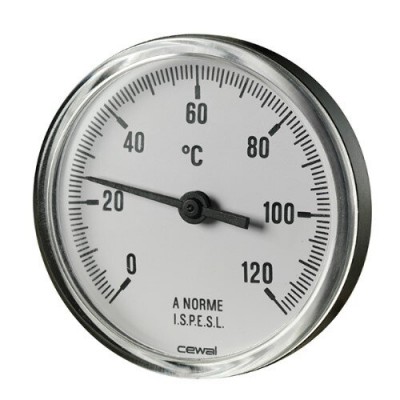 Bimetallic thermoplastic thermometer Cewal, Rear stem 50mm x 1/2'' - Plumbing