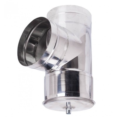 Chimney tee with cap 90°, Stainless steel AISI 304, Ф200 - Flue