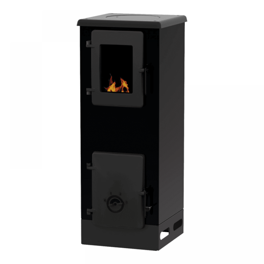 Wood burning stove with cast iron door Alfa Plam Vulkan S Anthracite 4kW, Log | Cast Iron Wood Burning Stoves | Wood Burning Stoves |