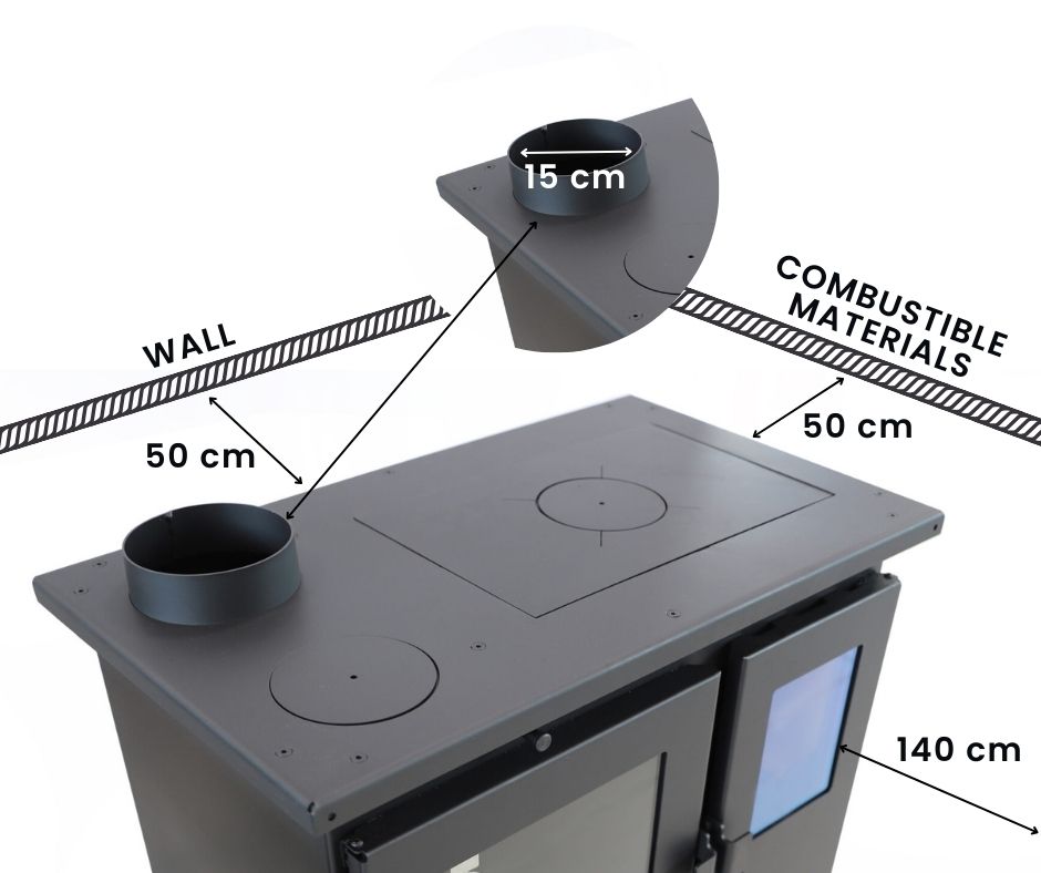 Wood cooker stove with oven