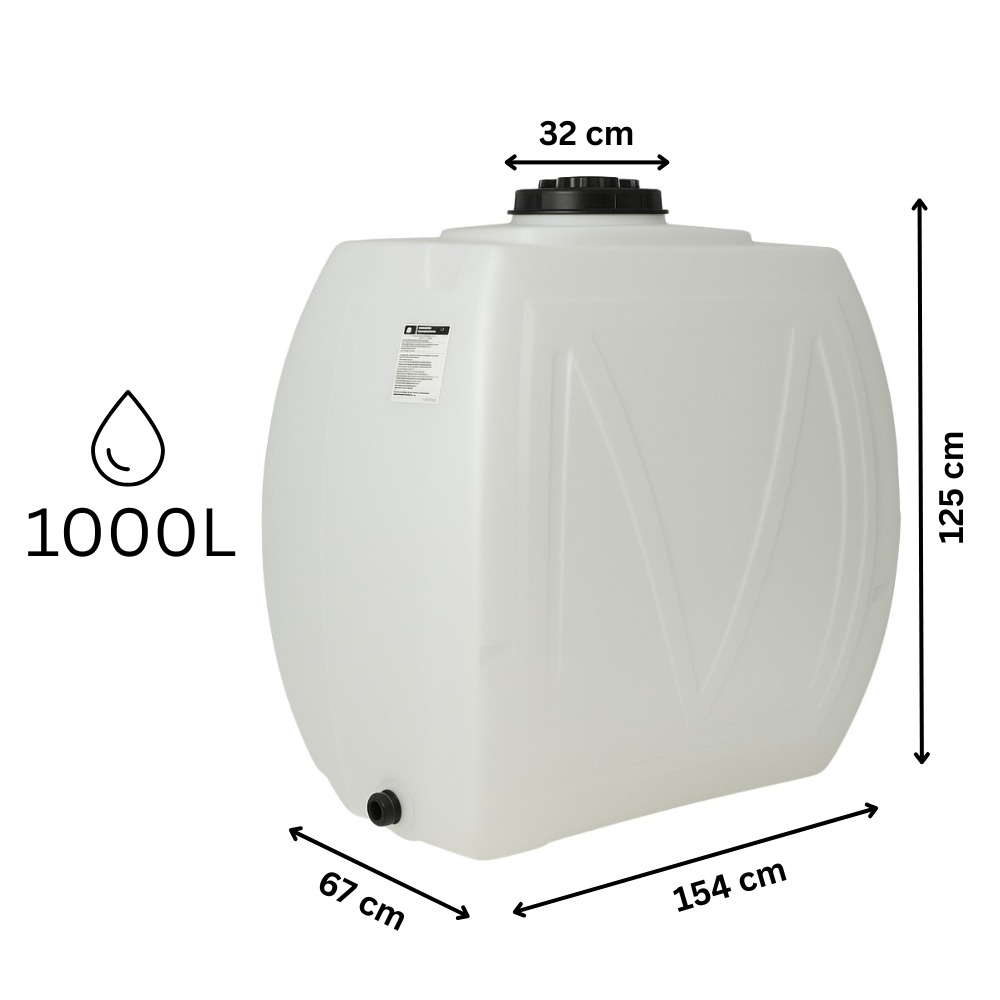 White horizontal drinking water tank