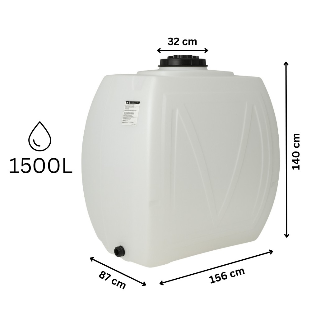 White horizontal drinking water tank