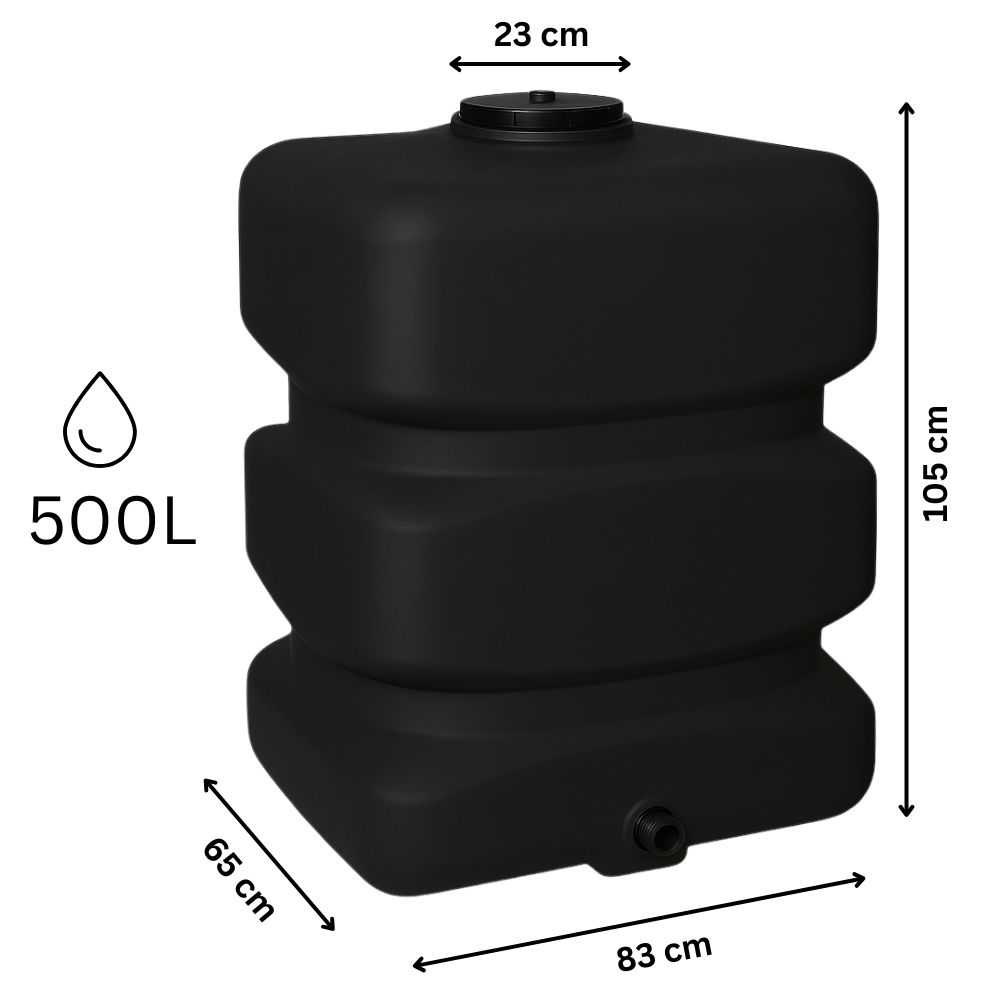 Black vertical drinking water tank