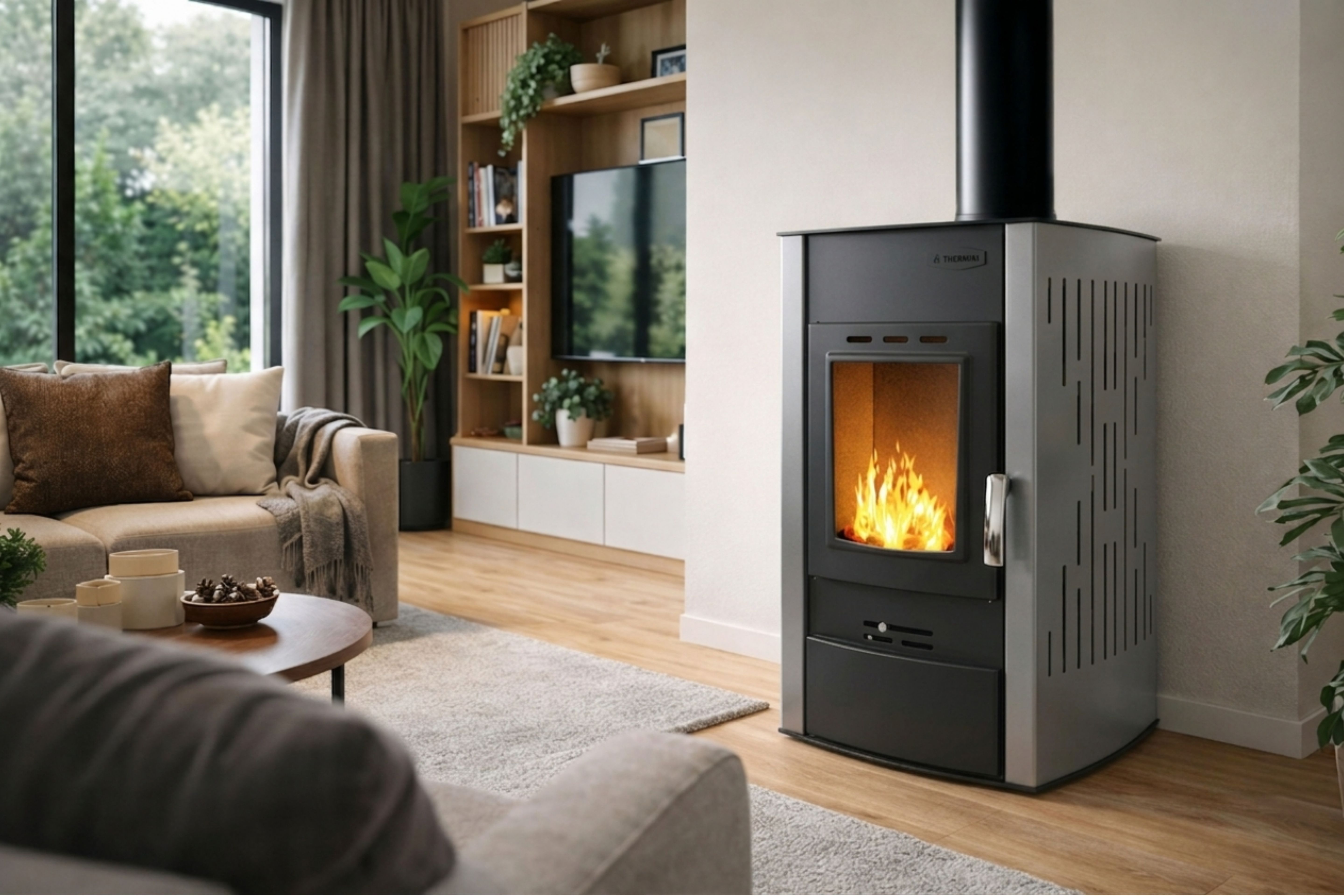 Wood-burning fireplace with water jacket
