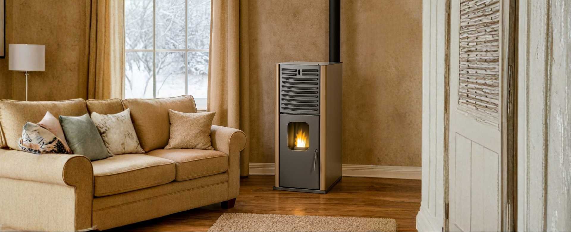Pellet fireplace with water jacket