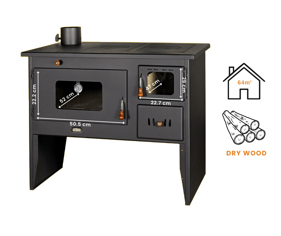 ᐉ Wood burning cooker Prity 2P50, 16kW Top Prices BalkanEnergy.CO.UK